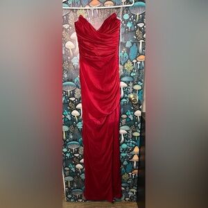 Red Baby Boo Draped Maxi Dress XS